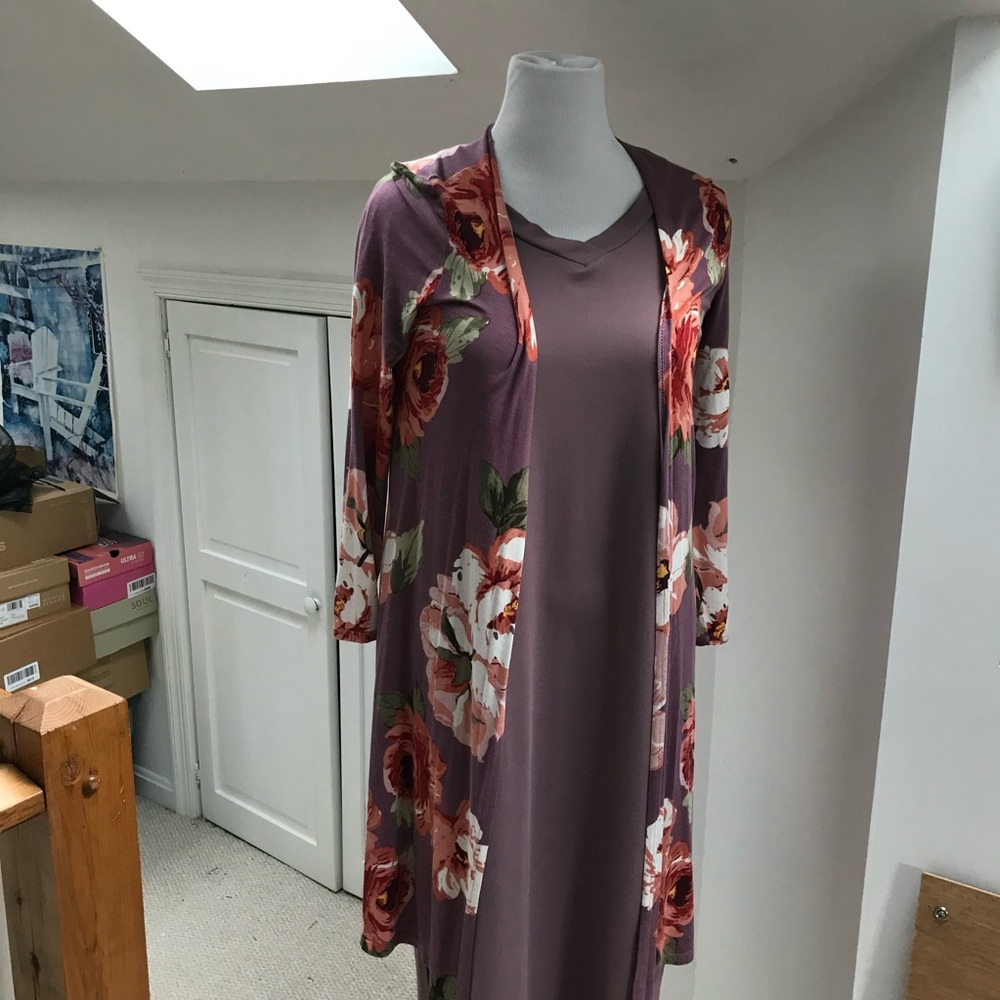 ODDY Floral Long Cardigan - Purple and Orange